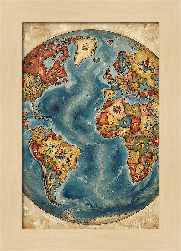 Vintage Folk Art Globe