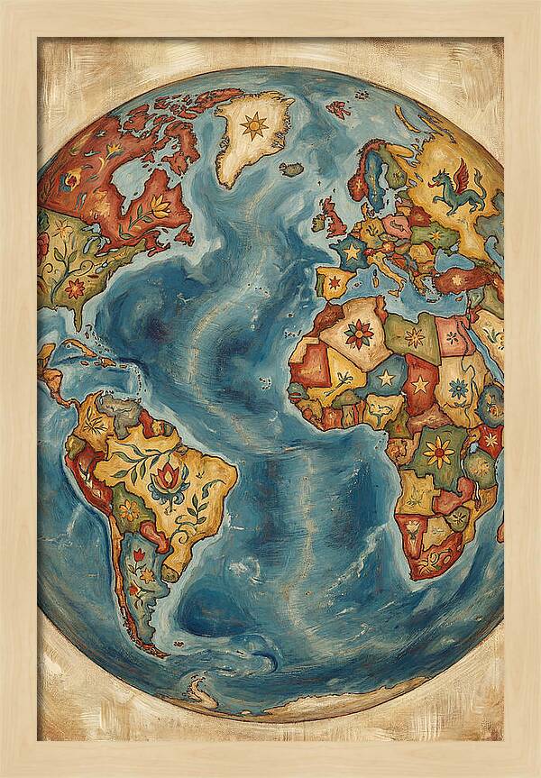 Vintage Folk Art Globe