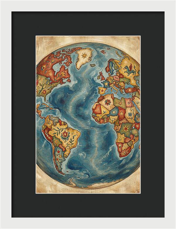 Vintage Folk Art Globe