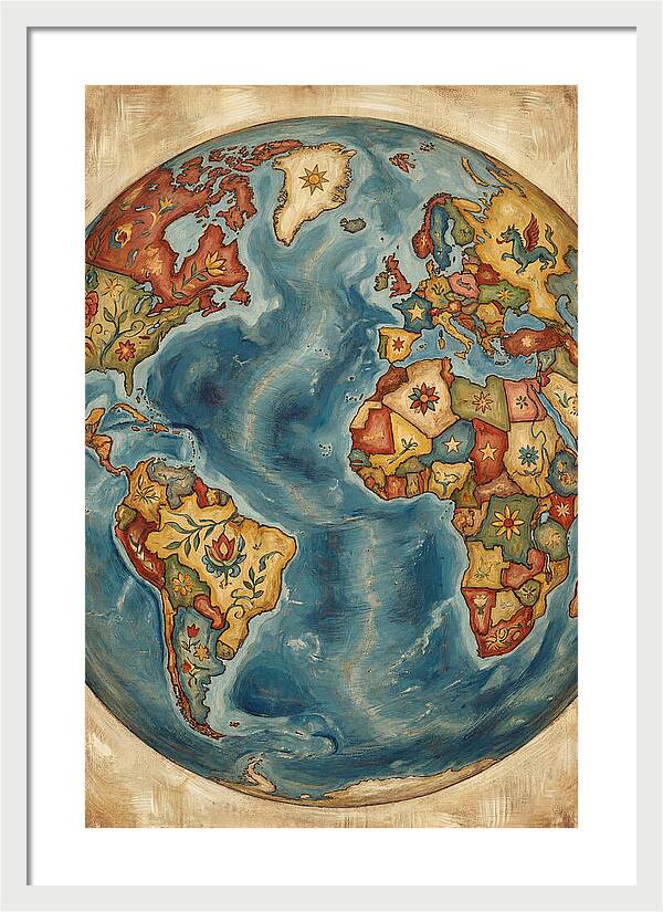 Vintage Folk Art Globe