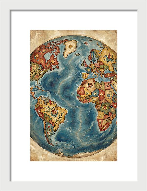 Vintage Folk Art Globe