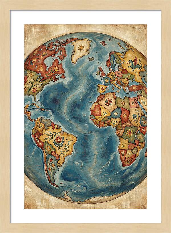 Vintage Folk Art Globe