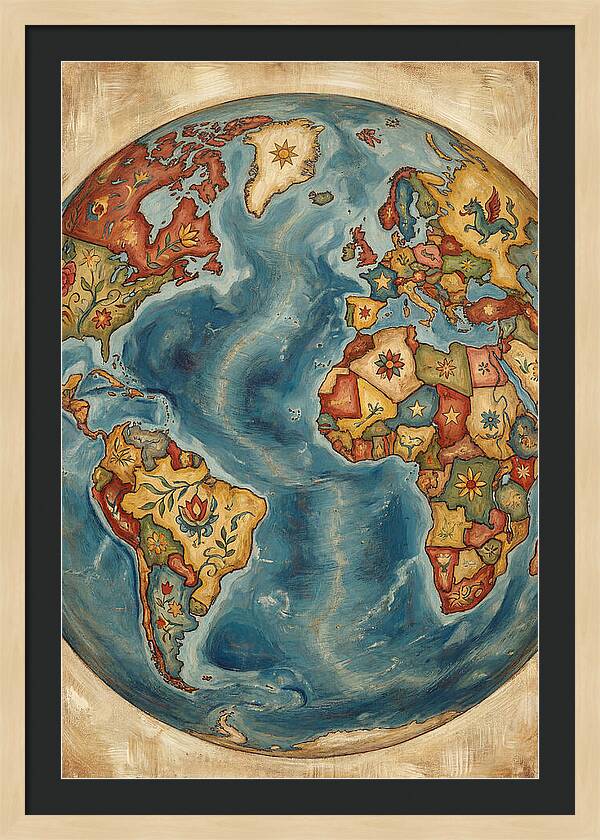 Vintage Folk Art Globe