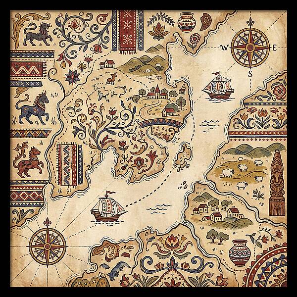 Vintage Folk Map