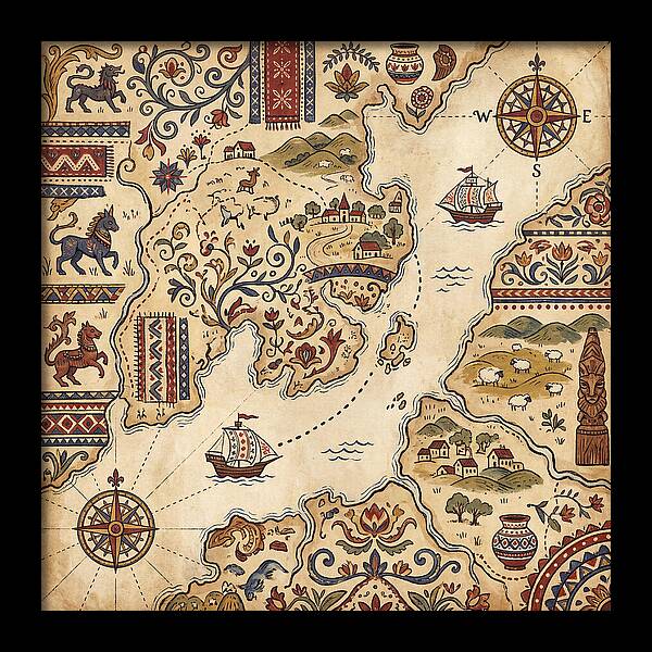 Vintage Folk Map