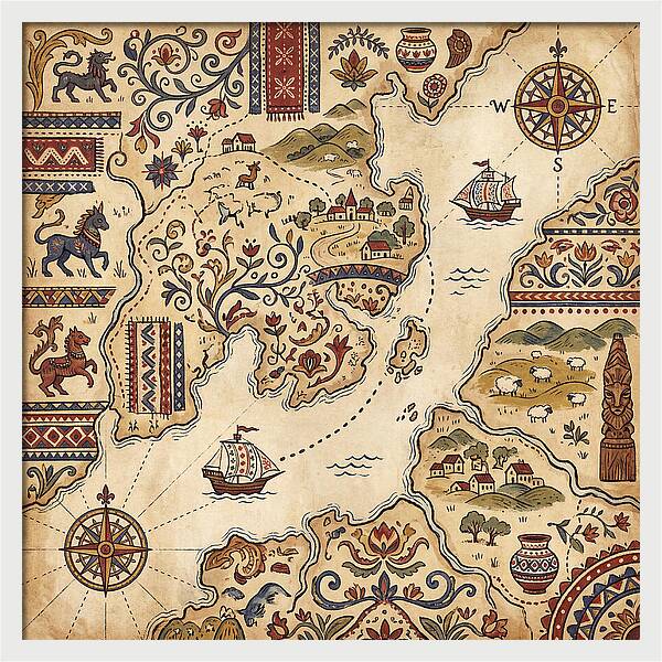 Vintage Folk Map