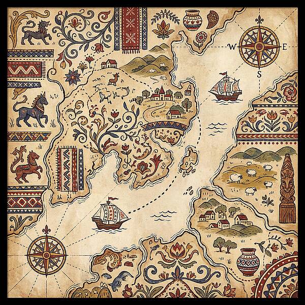 Vintage Folk Map