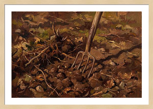 Vintage Garden Fork In Soil