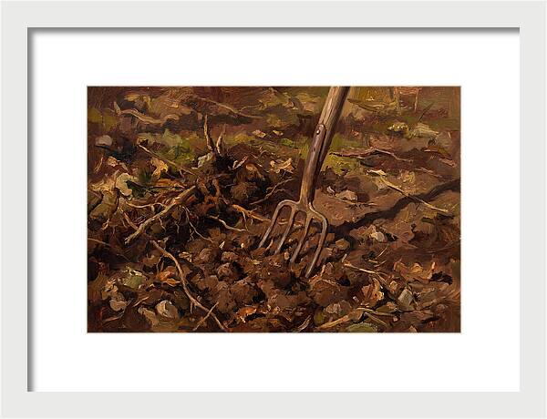 Vintage Garden Fork In Soil