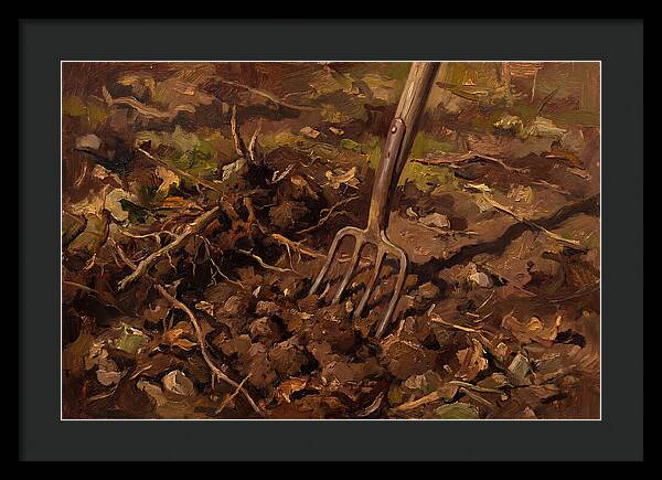 Vintage Garden Fork In Soil