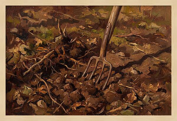 Vintage Garden Fork In Soil
