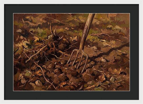 Vintage Garden Fork In Soil