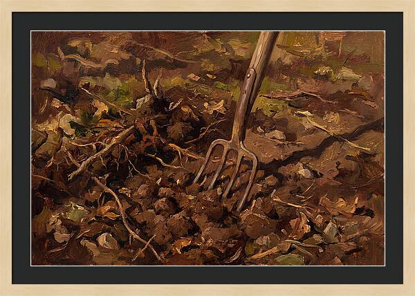 Vintage Garden Fork In Soil