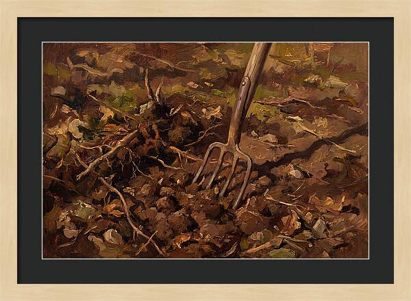 Vintage Garden Fork In Soil