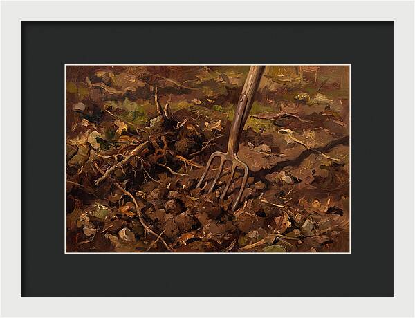 Vintage Garden Fork In Soil