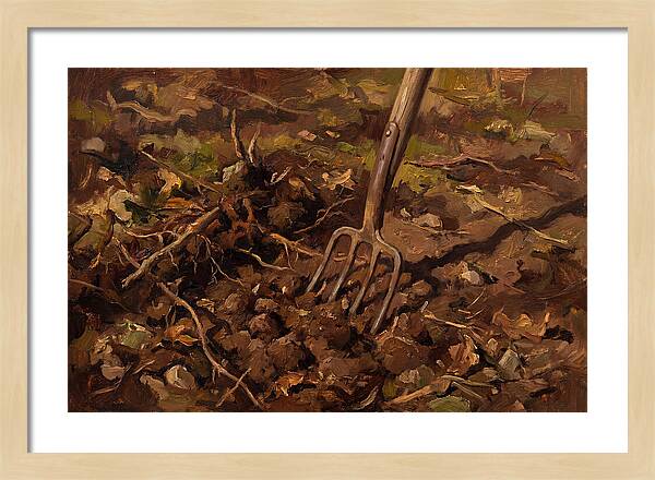 Vintage Garden Fork In Soil