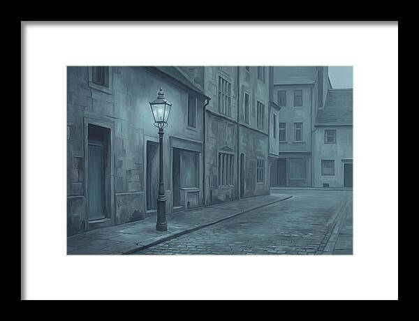 Vintage Gas Lamp Illuminating A Quiet Street