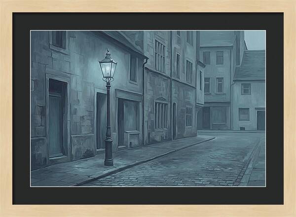 Vintage Gas Lamp Illuminating A Quiet Street