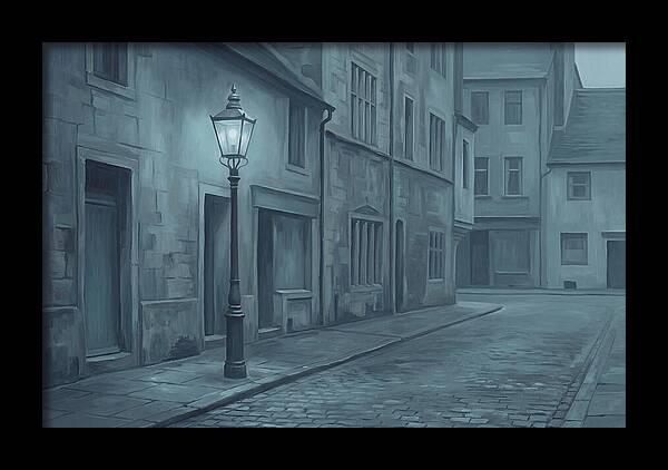 Vintage Gas Lamp Illuminating A Quiet Street