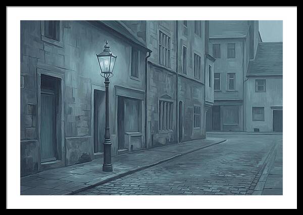 Vintage Gas Lamp Illuminating A Quiet Street