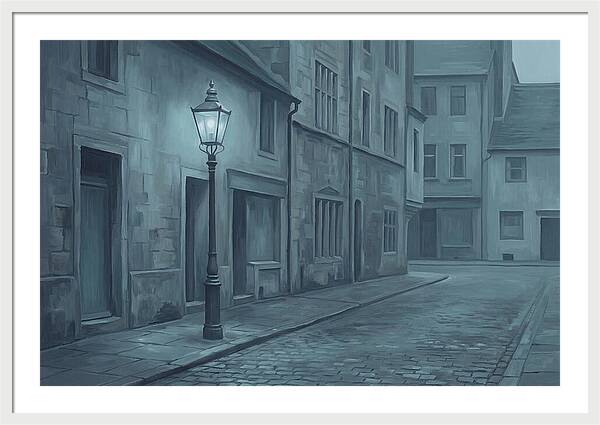 Vintage Gas Lamp Illuminating A Quiet Street