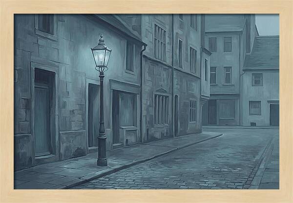Vintage Gas Lamp Illuminating A Quiet Street