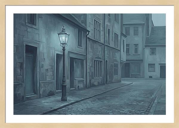 Vintage Gas Lamp Illuminating A Quiet Street