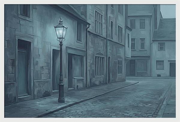 Vintage Gas Lamp Illuminating A Quiet Street