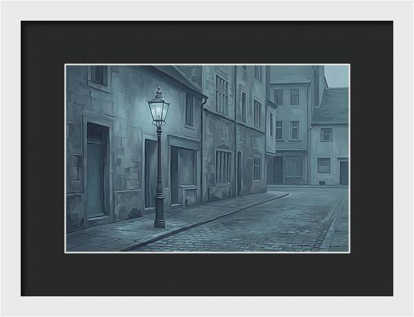 Vintage Gas Lamp Illuminating A Quiet Street
