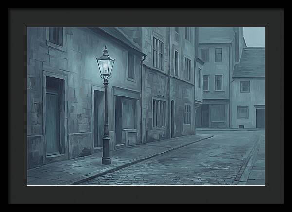 Vintage Gas Lamp Illuminating A Quiet Street