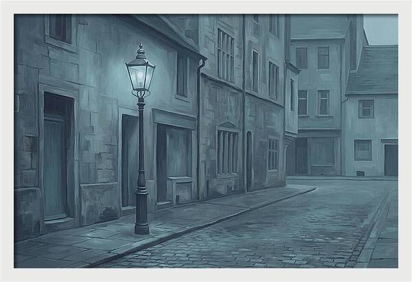 Vintage Gas Lamp Illuminating A Quiet Street