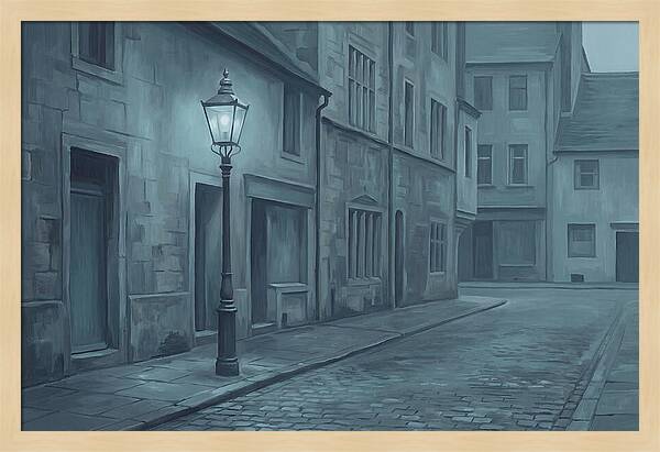Vintage Gas Lamp Illuminating A Quiet Street