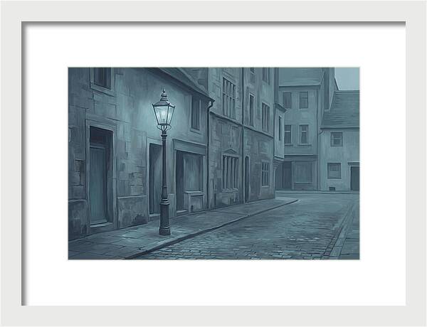 Vintage Gas Lamp Illuminating A Quiet Street