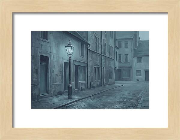 Vintage Gas Lamp Illuminating A Quiet Street