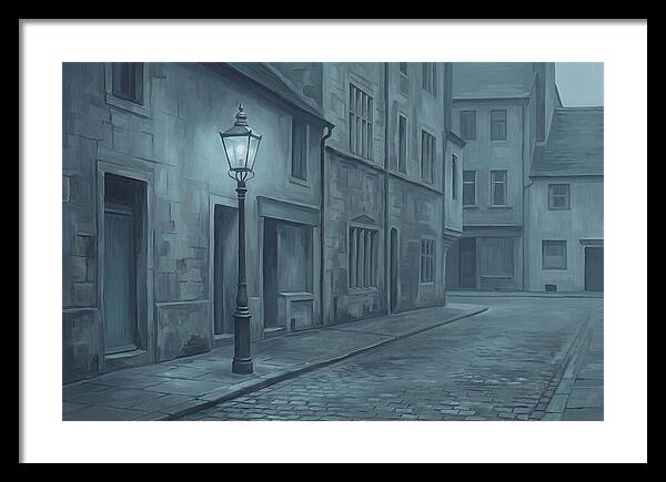 Vintage Gas Lamp Illuminating A Quiet Street