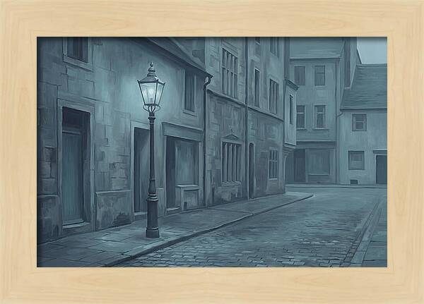 Vintage Gas Lamp Illuminating A Quiet Street