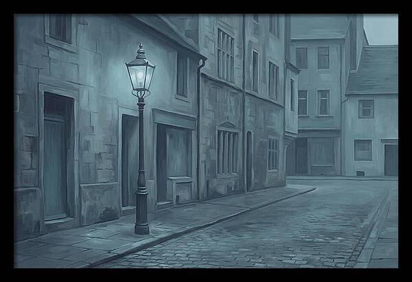 Vintage Gas Lamp Illuminating A Quiet Street
