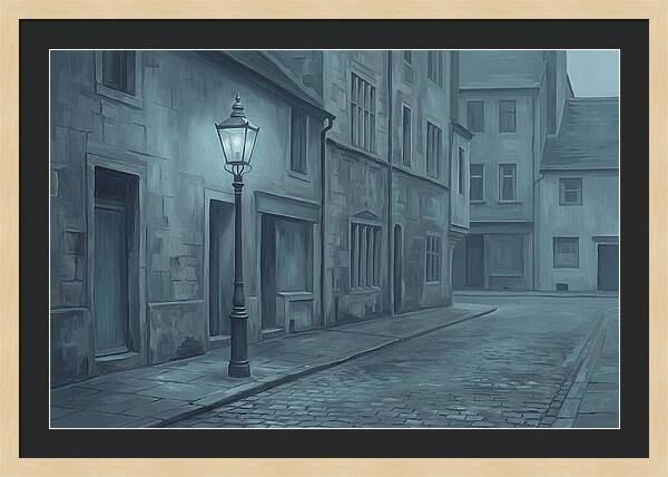 Vintage Gas Lamp Illuminating A Quiet Street