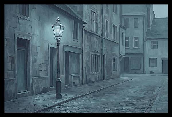 Vintage Gas Lamp Illuminating A Quiet Street