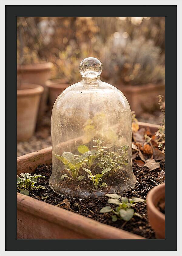 Vintage Glass Cloche Over Garden
