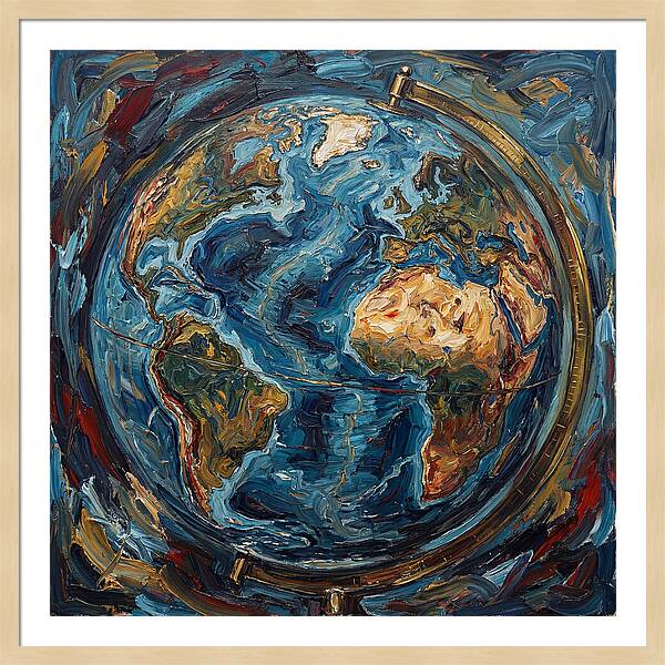 Vintage Globe In Expressionist Style