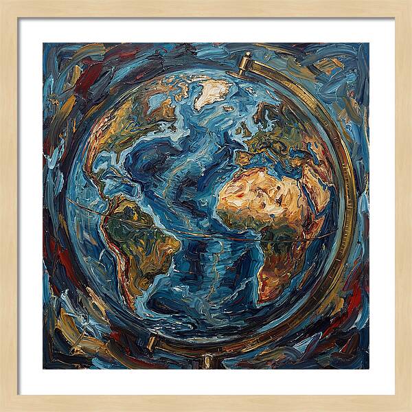 Vintage Globe In Expressionist Style