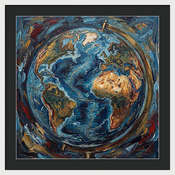 Vintage Globe In Expressionist Style