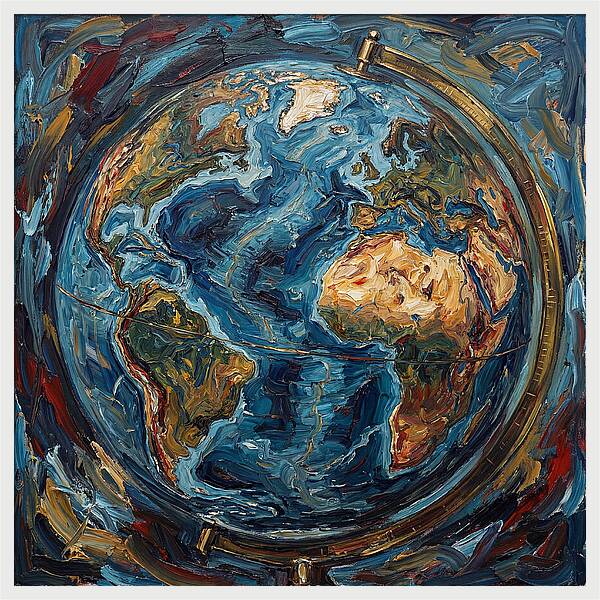 Vintage Globe In Expressionist Style