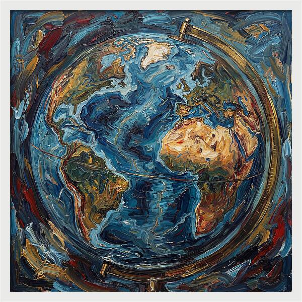 Vintage Globe In Expressionist Style