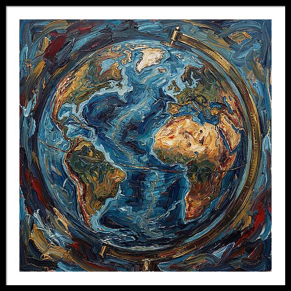 Vintage Globe In Expressionist Style