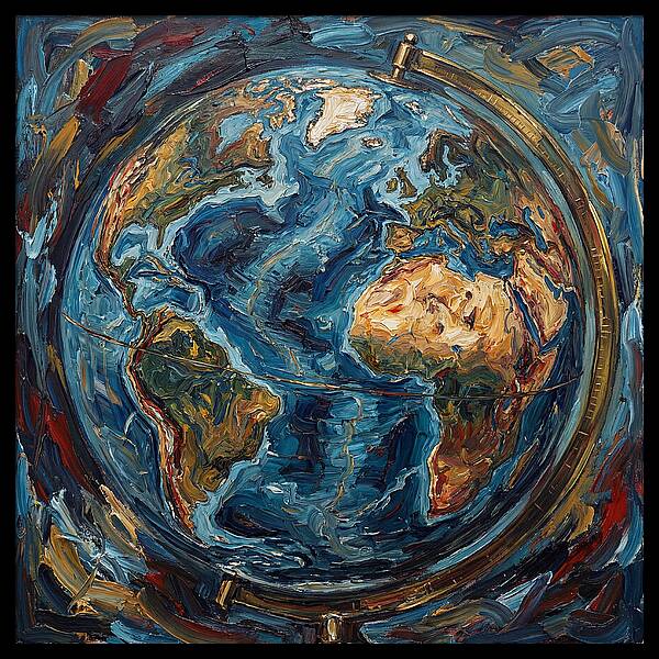 Vintage Globe In Expressionist Style