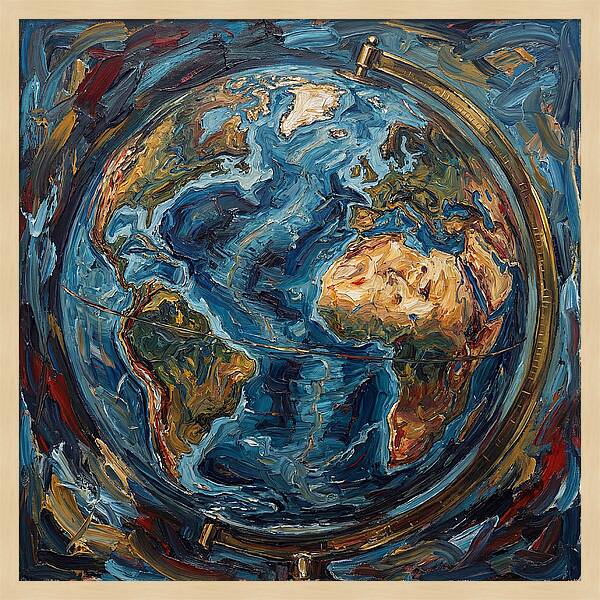 Vintage Globe In Expressionist Style