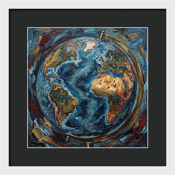 Vintage Globe In Expressionist Style