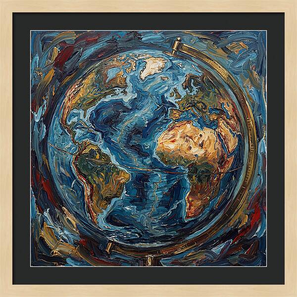 Vintage Globe In Expressionist Style